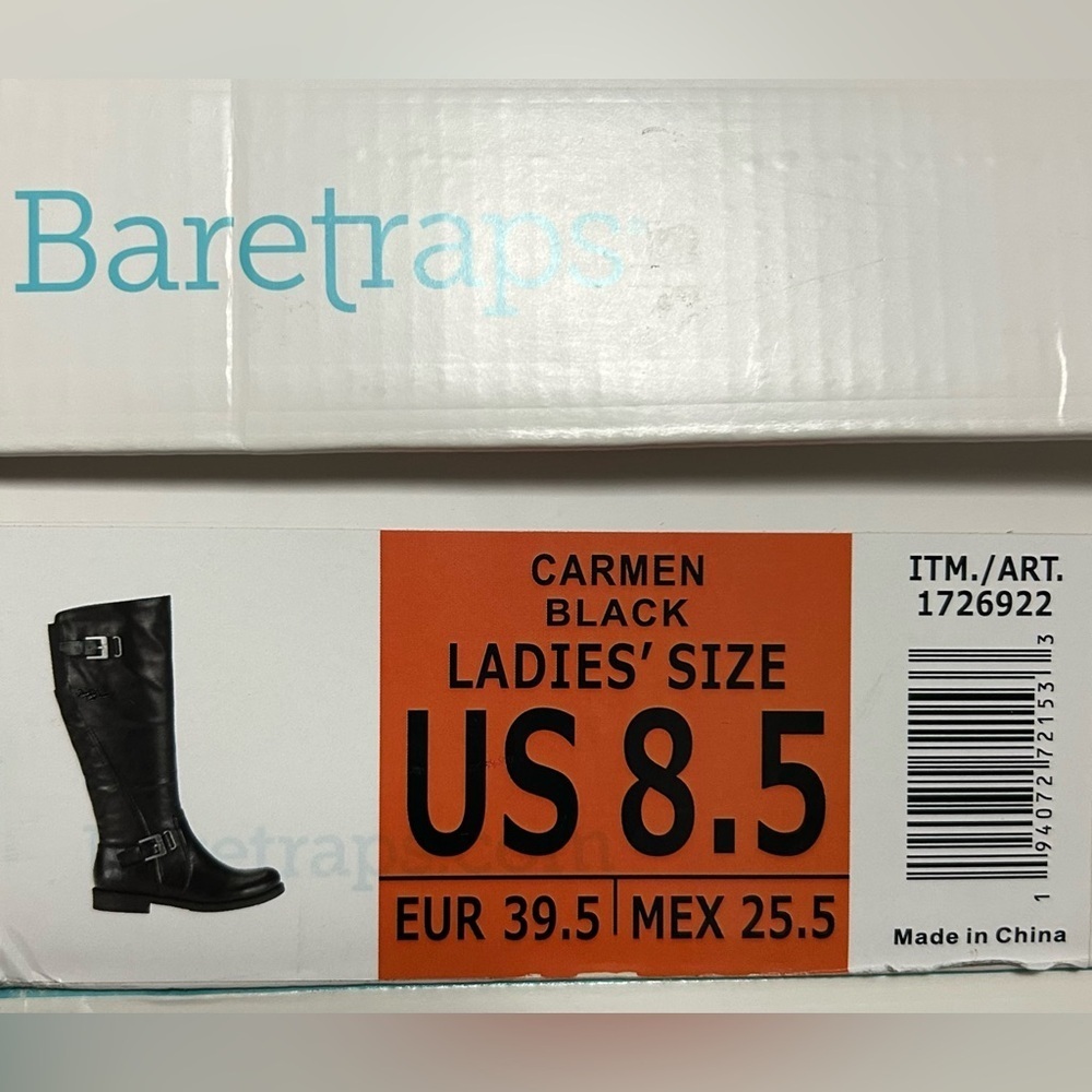 Baretraps Carmen Black Knee-High Boots Size 8.5 | Vegan Leather | New With Box - Picture 12 of 12